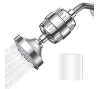 Kliplinc Pommeau de douche filtré ABS, 5 modes de réglage, 20 niveaux de filtration, chrome, avec filtre de douche à cartouche remplaçable et diffuseur amovible