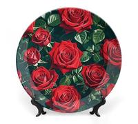 KLJHNVBM Assiette décorative romantique en porcelaine anglaise de 20,3 cm avec présentoir - Assiettes en porcelaine à suspendre au mur pour la maison et le bureau