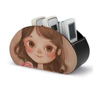 KLJHNVBM Big Eyes Girl Support de télécommande de table avec 5 compartiments Boîte de rangement multifonction pour lecteur multimédia, pinceau, crayons, lunettes, fournitures de bureau