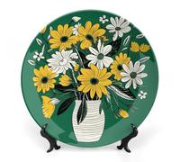 KLJHNVBM Bouquet de fleurs Assiette décorative en porcelaine anglaise de 25,4 cm avec présentoir - Assiettes en porcelaine à suspendre au mur pour la maison et le bureau