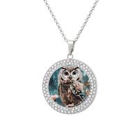 KLJHNVBM Collier ras du cou en alliage de diamant avec pendentif rond en forme de chouette multicolore, One size, Métal, Pas de pierre précieuse