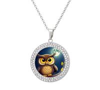 KLJHNVBM Collier ras du cou en alliage multicolore avec pendentif en forme de chouette et lune jaune, One size, Métal, Pas de pierre précieuse