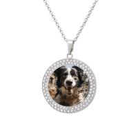 KLJHNVBM Collier ras du cou en alliage multicolore avec pendentif rond à motif pasteur Border Collie - Cadeau pour sa maman et épouse, One size, Métal, Pas de pierre précieuse