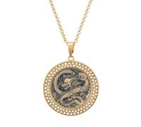 KLJHNVBM Collier ras du cou en alliage multicolore avec pendentif rond motif dragon chinois marron, One size, Métal, Pas de pierre précieuse