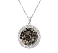 KLJHNVBM Collier ras du cou en alliage multicolore avec pendentif rond motif dragon chinois noir, One size, Métal, Pas de pierre précieuse