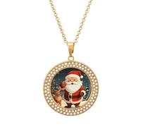 KLJHNVBM Collier ras du cou en alliage multicolore avec pendentif rond motif Père Noël, One size, Métal, Pas de pierre précieuse