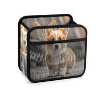KLJHNVBM Corgi Organiseur de siège de voiture en cuir synthétique avec poches de rangement, sangles réglables, boîte de rangement universelle à suspendre pour siège arrière de véhicule, accessoires de