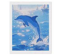 KLJHNVBM Kit de peinture diamant 5D avec motif dauphin bleu pour débutants, décoration murale d'intérieur et cadeau, 40,6 x 50,8 cm