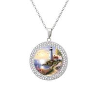 KLJHNVBM Lighthouse Collier ras du cou en alliage multicolore avec strass et pendentifs ronds, One size, Métal, Pas de pierre précieuse