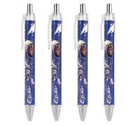 KLJHNVBM Stylos à bille astronaute noir sur bleu - Encre noire à pointe fine de 0,5 mm, écriture lisse et prise en main confortable pour le bureau et la maison, matériau PC durable, excellente idée