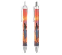 KLJHNVBM Stylos à bille Hawaï Beach - Encre noire à pointe fine de 0,5 mm, écriture lisse et prise en main confortable pour le bureau et la maison, matériau PC durable, excellente idée cadeau