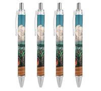 KLJHNVBM Stylos à bille tracteur sous nuages bleus et blancs - Encre noire à pointe fine de 0,5 mm, écriture lisse et prise en main confortable pour le bureau et la maison, matériau PC durable