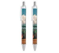 KLJHNVBM Stylos à bille tracteur sous nuages bleus et blancs - Encre noire à pointe fine de 0,5 mm, écriture lisse et prise en main confortable pour le bureau et la maison, matériau PC durable
