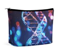 KLJHNVBM Trousse de maquillage de voyage portable, organiseur de cosmétiques léger avec fermeture éclair étanche, trousse de toilette en cuir synthétique, DNA Genetic Helix pour femme