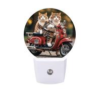KLJHNVBM Veilleuse marche/arrêt automatique, deux chats drôles conduisant une moto Veilleuse LED à capteur intelligent pour chambre à coucher, couloir, salle de bain, cuisine | Économie d'énergie (0,5