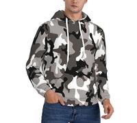 KLJnmbb Ack Pull à capuche pour homme avec imprimé camouflage gris blanc doux et confortable pour l'hiver, l'automne, le printemps, Noir , XS