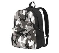 KLJnmbb Ack Sac à dos léger de grande capacité avec imprimé camouflage Gris/blanc