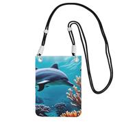 KLJnmbb Beau monde sous-marin dauphins corail imprimé femmes hommes sac à bandoulière téléphone portable pochette portefeuille pour accessoires de voyage, Noir , Taille unique