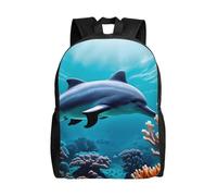 KLJnmbb Beau monde sous-marin dauphins corail imprimé hommes femmes élégant sac à dos imperméable pour voyage, randonnée, camping léger