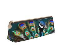 KLJnmbb Belle trousse à crayons élégante avec motif paon - Grande capacité - Pochette triangulaire avec fermeture éclair pour outils d'écriture
