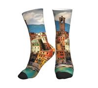 KLJnmbb Belles chaussettes mi-tube unisexes imprimées italiennes, respirantes, athlétiques, course à pied, gym, entraînement, activités sportives, 1 noir, Taille unique