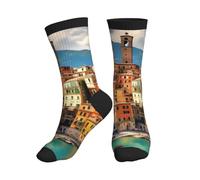 KLJnmbb Belles chaussettes mi-tube unisexes imprimées italiennes, respirantes, athlétiques, course à pied, gym, entraînement, activités sportives, 3 noir, Taille unique