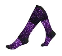 KLJnmbb Belles paires de chaussettes de course à pied violettes à paillettes pour homme et femme - Unisexe - Pour voyage, randonnée, sport, 3 noir, Taille unique