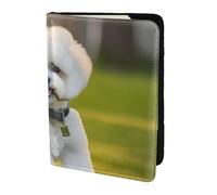 KLJnmbb Bichon Frise Chien Sur L'herbe Imprimé Passeport 14 cm Porte-documents de voyage Sécurisé Compact Élégant pour Homme et Femme
