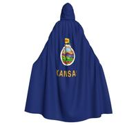 KLJnmbb Cape à capuche avec imprimé drapeau de l'État du Kansas pour | Cape de déguisement polyvalente pour carnaval 185 cm