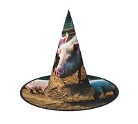 KLJnmbb Casquette de sorcière d'Halloween cochons dans la ferme Accessoire | Chapeau de magicien pliable pour carnaval, bal masqué, fête, décoration festivités