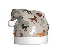 KLJnmbb Chapeau de Noël mignon imprimé cheval adulte costume festif garni bonnet de Père Noël pour fête de Noël fête bal
