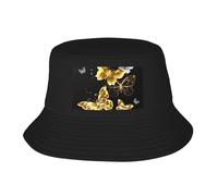 KLJnmbb Chapeau de pêcheur respirant avec motif papillons dorés et blancs pour homme