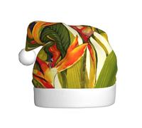 KLJnmbb Chapeau de Père Noël adulte imprimé oiseau de paradis tropical pour fêtes de fin d'année, accessoire de fête