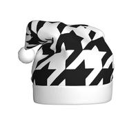 KLJnmbb Chapeau de Père Noël adulte imprimé pied-de-poule noir pour les vacances, le Nouvel An, accessoire de fête, bonnet de Noël