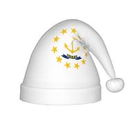 KLJnmbb Chapeau d'elfe de Noël imprimé drapeau de l'État du Rhode Island pour enfants et adultes