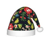 KLJnmbb Chapeau d'elfe de Noël ukrainien avec motif rose brodé pour enfants et adultes