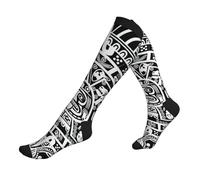 KLJnmbb Chaussettes de course à pied imprimées Calendrier Maya End Of The World pour homme et femme - Unisexe - Chaussettes de sport épaisses pour voyage, randonnée, 3 noir, Taille unique