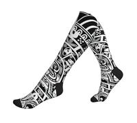KLJnmbb Chaussettes de course à pied imprimées Calendrier Maya End Of The World pour homme et femme - Unisexe - Chaussettes de sport épaisses pour voyage, randonnée, 2 Noir-2, Taille unique