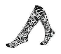 KLJnmbb Chaussettes de course à pied imprimées Calendrier Maya End Of The World pour homme et femme - Unisexe - Chaussettes de sport épaisses pour voyage, randonnée, 1 noir, Taille unique