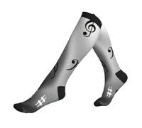 KLJnmbb Chaussettes de course à pied imprimées de notes de musique pour homme et femme - Unisexe - Pour voyage, randonnée, sport, 3 noir, Taille unique