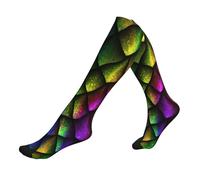 KLJnmbb Chaussettes de sport épaisses avec imprimé écailles de dragon pour homme et femme, 1 noir, Taille unique