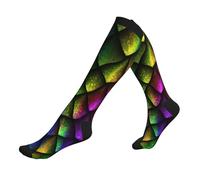 KLJnmbb Chaussettes de sport épaisses avec imprimé écailles de dragon pour homme et femme, 3 noir, Taille unique