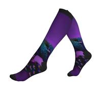 KLJnmbb Chaussettes de sport épaisses pour homme et femme Motif paon Violet, 3 noir, Taille unique