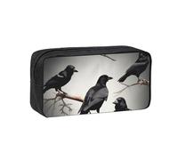 KLJnmbb Étui léger imprimé corbeau noir oiseaux sur une branche pour papeterie, bureau, voyage, voyage ou maison