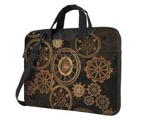 KLJnmbb Gears Clock Bronze Century Print Sac pratique élégant et protecteur pour ordinateur portable Sac souple polyvalent pour homme et femme, Noir , 13 inch
