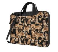 KLJnmbb Golden Retrievers Sac pratique élégant et protecteur pour ordinateur portable Sac souple polyvalent pour homme et femme, Noir , 15.6 inch