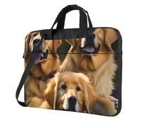 KLJnmbb Golden Retrievers Sac pratique élégant et protecteur pour ordinateur portable Sac souple polyvalent pour homme et femme, Noir , 14 inch