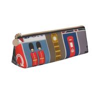 KLJnmbb Grande trousse triangulaire avec fermeture éclair pour outils d'écriture Motif symboles de l'Angleterre