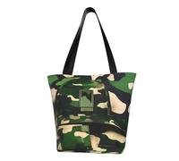 KLJnmbb Green Army Sac à bandoulière fonctionnel Motif camouflage numérique Pour voyage, plage, quotidien, vacances, travail, été