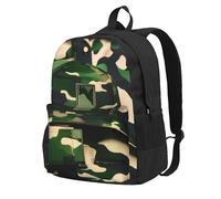 KLJnmbb Green Army Sac à dos léger avec impression camouflage numérique Grande capacité Pour randonnée, aventures en plein air, trajets quotidiens